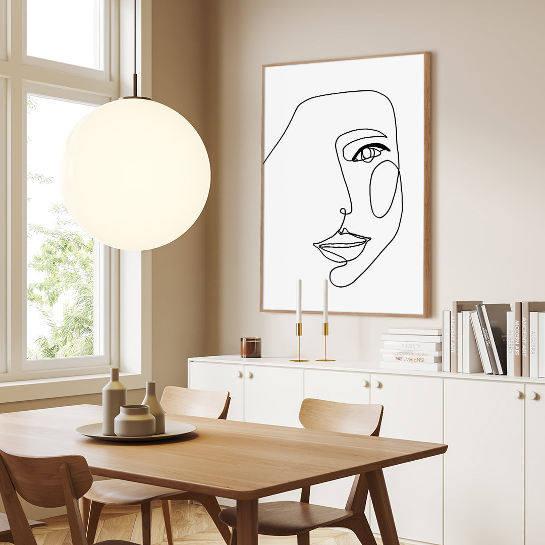 Face Line 1 | INDRAMMET BILLEDE Indrammet billede MF 30x40 Sort
