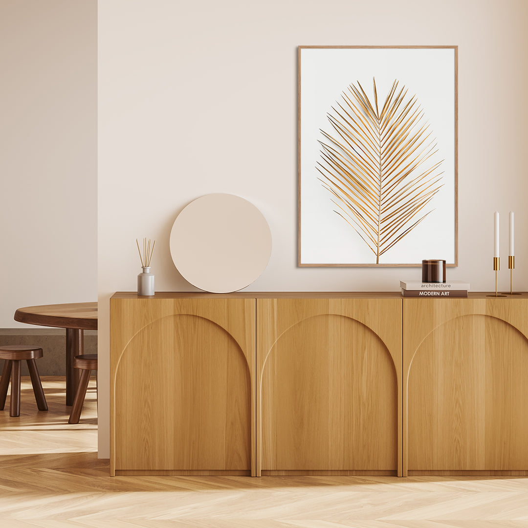 Palm Leaf Gold | INDRAMMET BILLEDE Indrammet billede MF 30x40 Sort