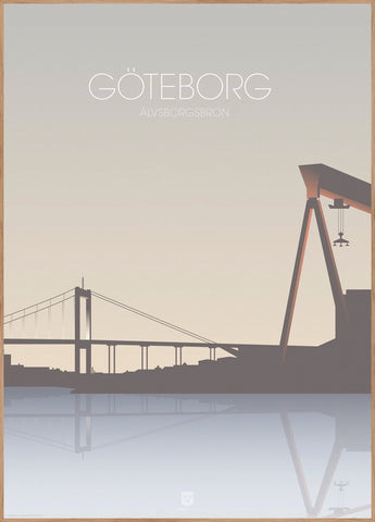Göteborg Älvsborgsbron | INDRAMMET BILLEDE Indrammet billede MF 30x40 Egeramme
