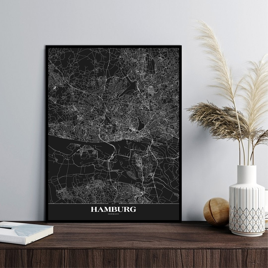 Map Hamburg black | PLAKAT Plakat MF