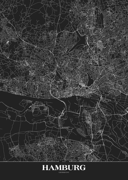 Map Hamburg black | PLAKAT Plakat MF
