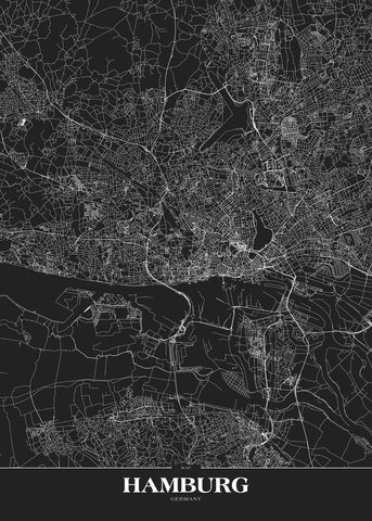 Map Hamburg black | PLAKAT Plakat MF