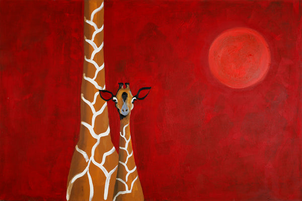 Giraffe in red | PREMIUM MALERI Premium Maleri ART COPENHAGEN