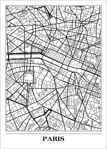 Map Paris white | PLAKAT Plakat MF