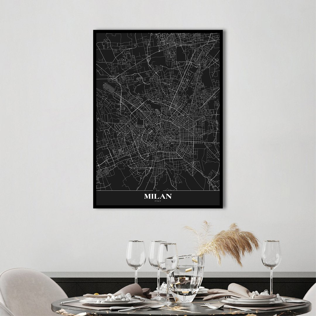 Map Milan black | PLAKAT Plakat MF