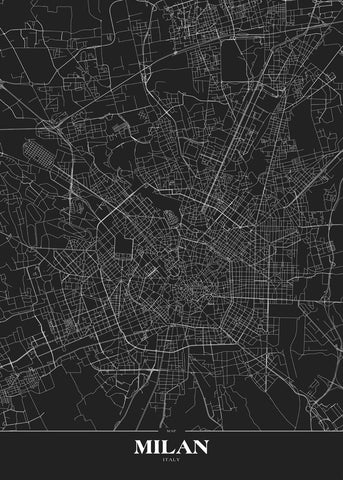 Map Milan black | PLAKAT Plakat MF