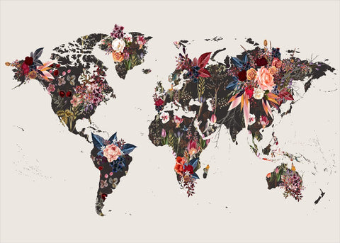 Worldmap flowers | PLAKAT Plakat MF