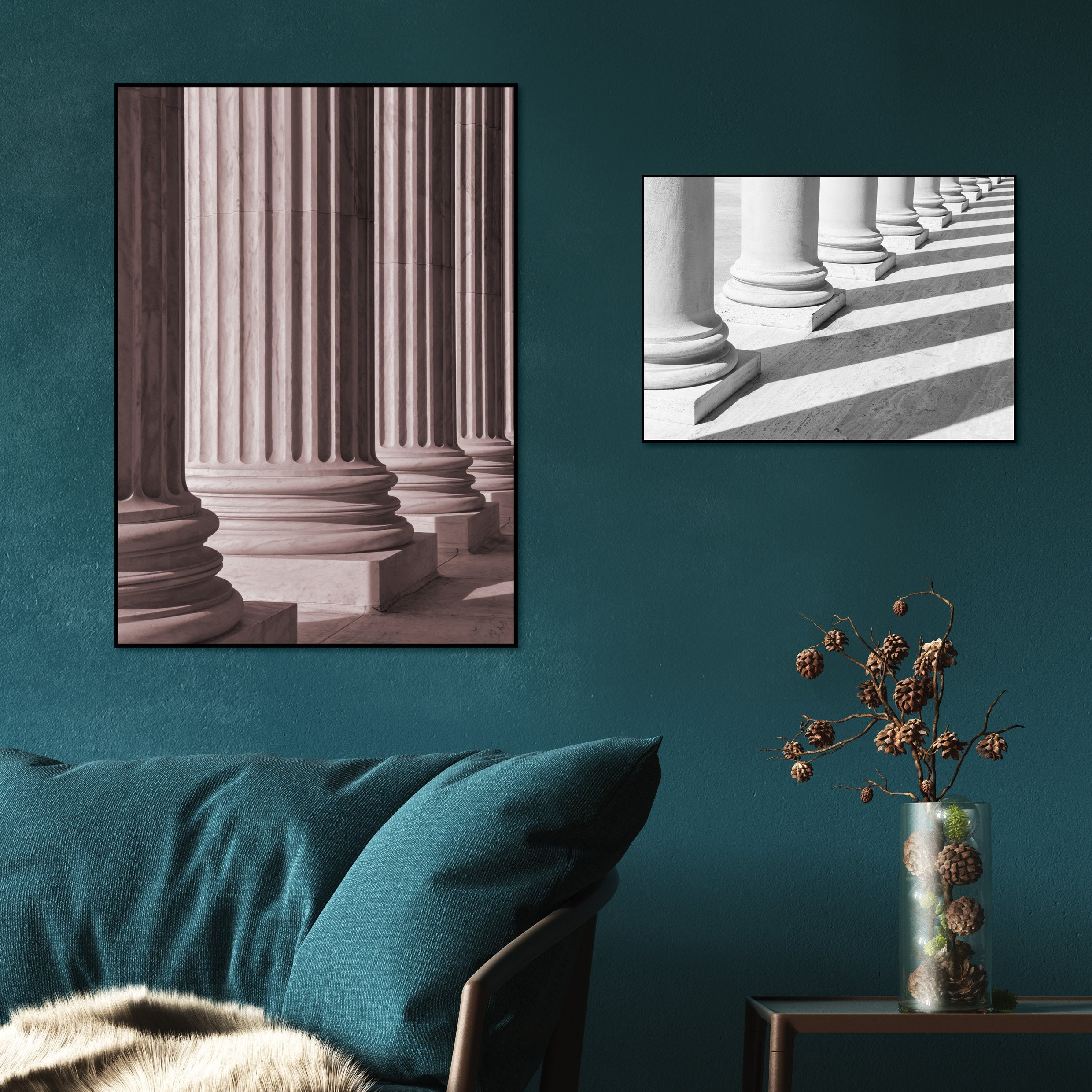 Pillars 2 | INDRAMMET BILLEDE Indrammet billede MF 30x40 Sort