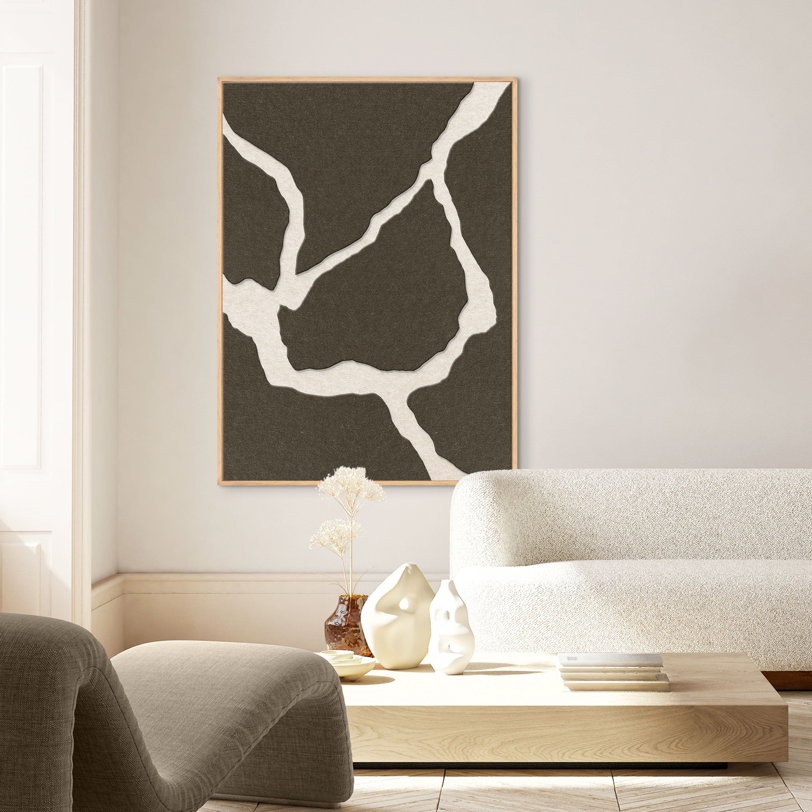 Guiet Friction 2 | ACOUSTIC ART Acoustic Art ART COPENHAGEN (DA) Ege ramme // 70x100 // Brun // Off white