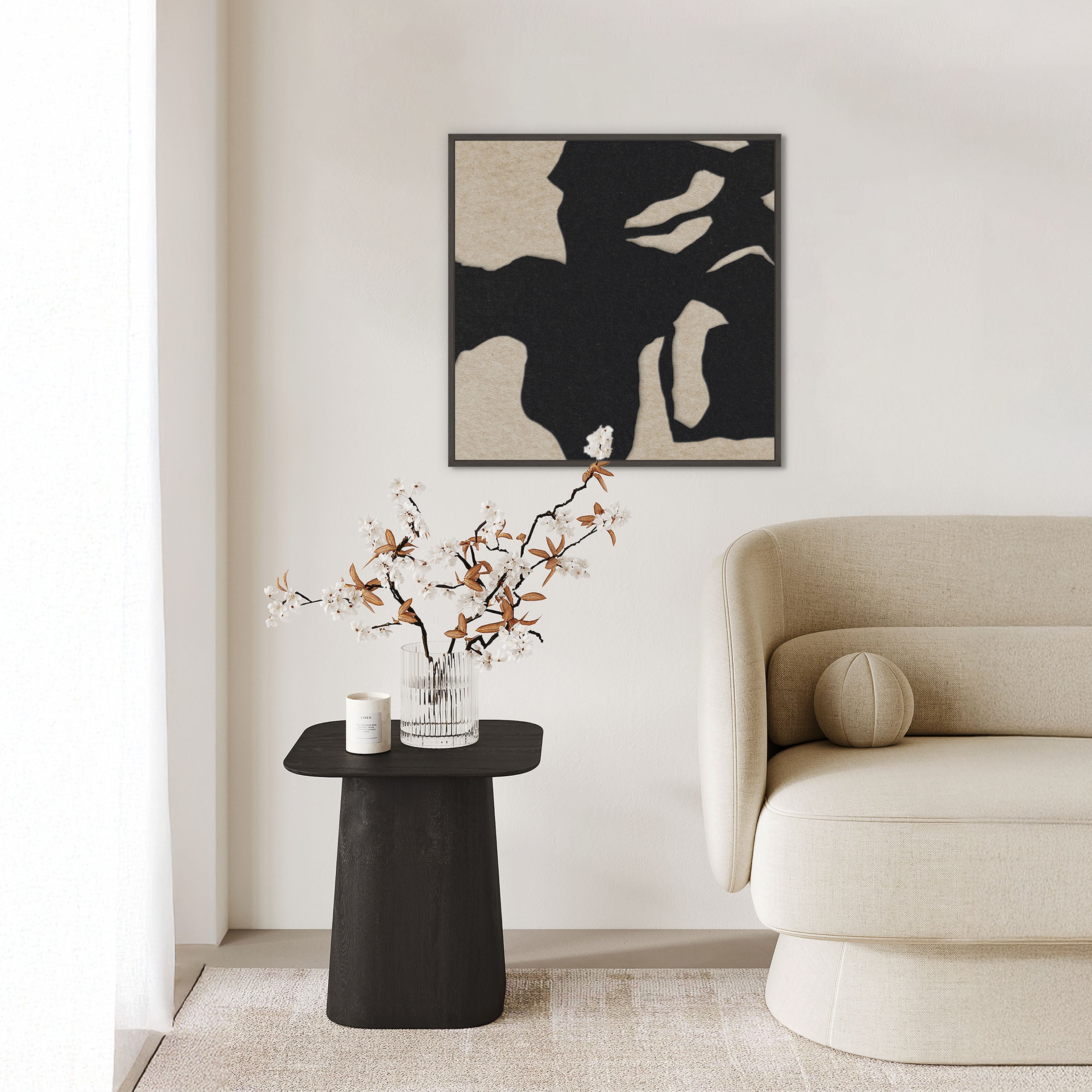 Silent Shadow square 1 | ACOUSTIC ART Acoustic Art ART COPENHAGEN (DA) Sort ramme // 60x60 // Sort // Sand