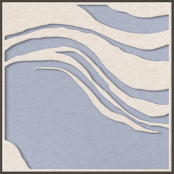 Sacred Silence square 1 | ACOUSTIC ART Akustikbillede ART COPENHAGEN (DA) Sort ramme // 100x100 // Off white // Lyseblå
