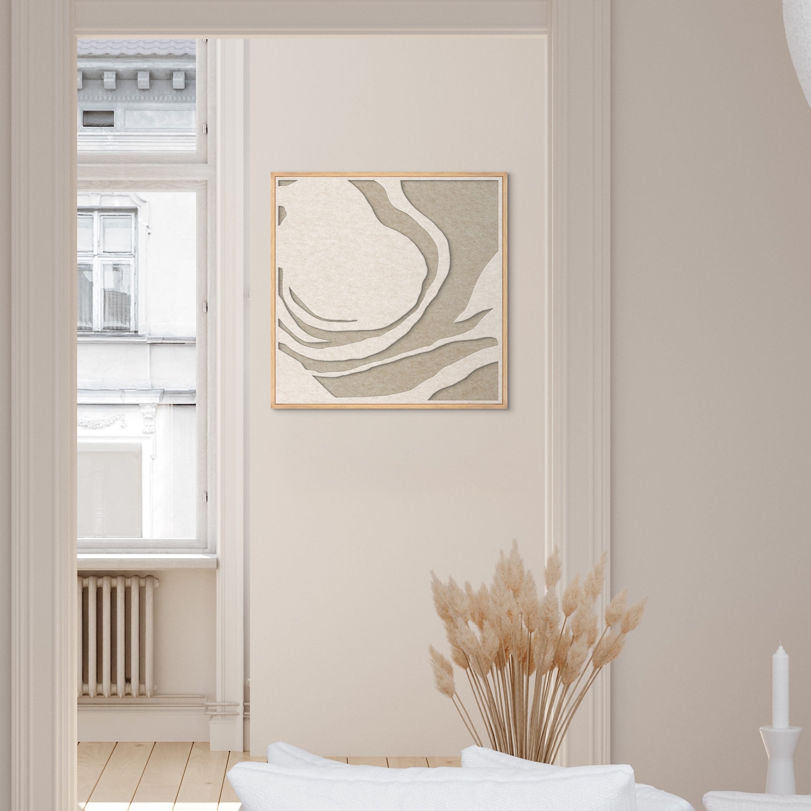 Silent Whisper square 1 | ACOUSTIC ART Acoustic Art ART COPENHAGEN (DA) Ege ramme // 100x100 // Off white // Sand