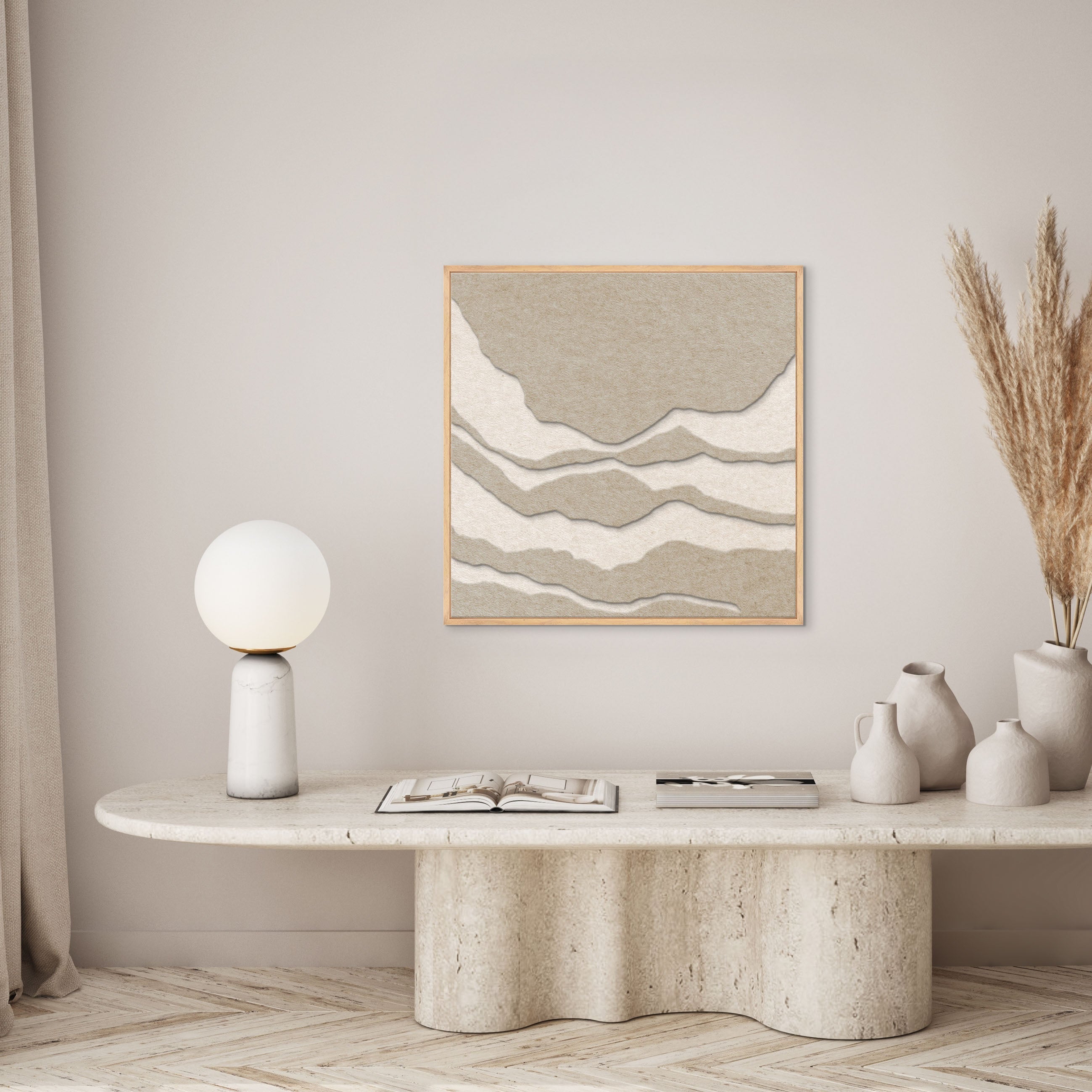 Tonefield square 2 | ACOUSTIC ART Acoustic Art ART COPENHAGEN (DA) Ege ramme // 100x100 // Sand // Off white