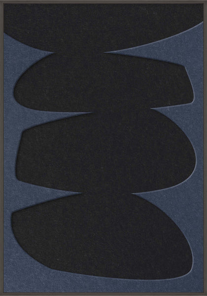 Stone Balance 2 | ACOUSTIC ART Akustikbillede ART COPENHAGEN (DA) Sort ramme // 70x100 // Mørkeblå // Sort