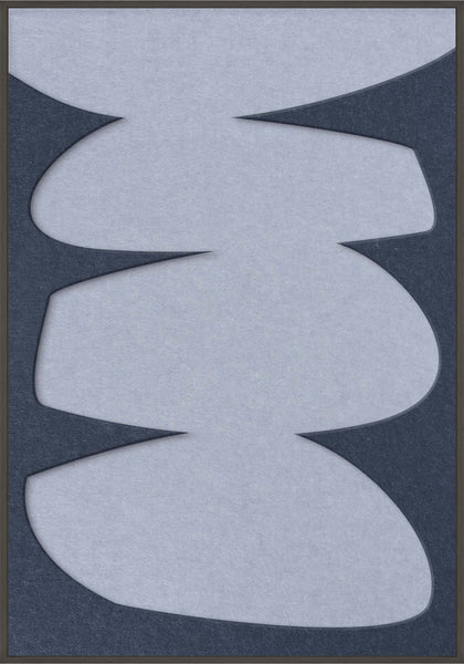 Stone Balance 2 | ACOUSTIC ART Akustikbillede ART COPENHAGEN (DA) Sort ramme // 70x100 // Mørkeblå // Lyseblå