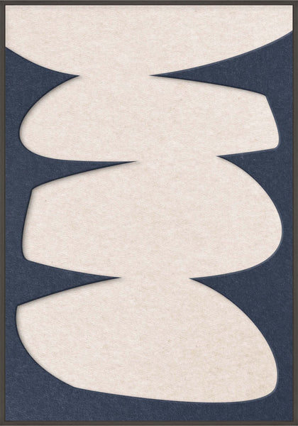 Stone Balance 2 | ACOUSTIC ART Akustikbillede ART COPENHAGEN (DA) Sort ramme // 70x100 // Mørkeblå // Off white