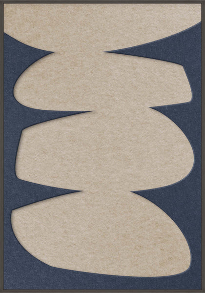 Stone Balance 2 | ACOUSTIC ART Akustikbillede ART COPENHAGEN (DA) Sort ramme // 70x100 // Mørkeblå // Sand