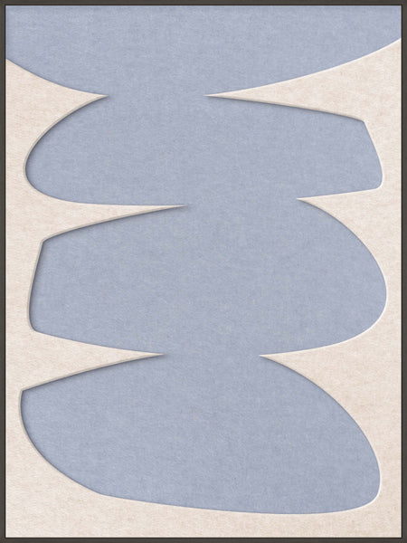 Stone Balance 2 | ACOUSTIC ART Akustikbillede ART COPENHAGEN (DA) Sort ramme // 90x120 // Off white // Lyseblå