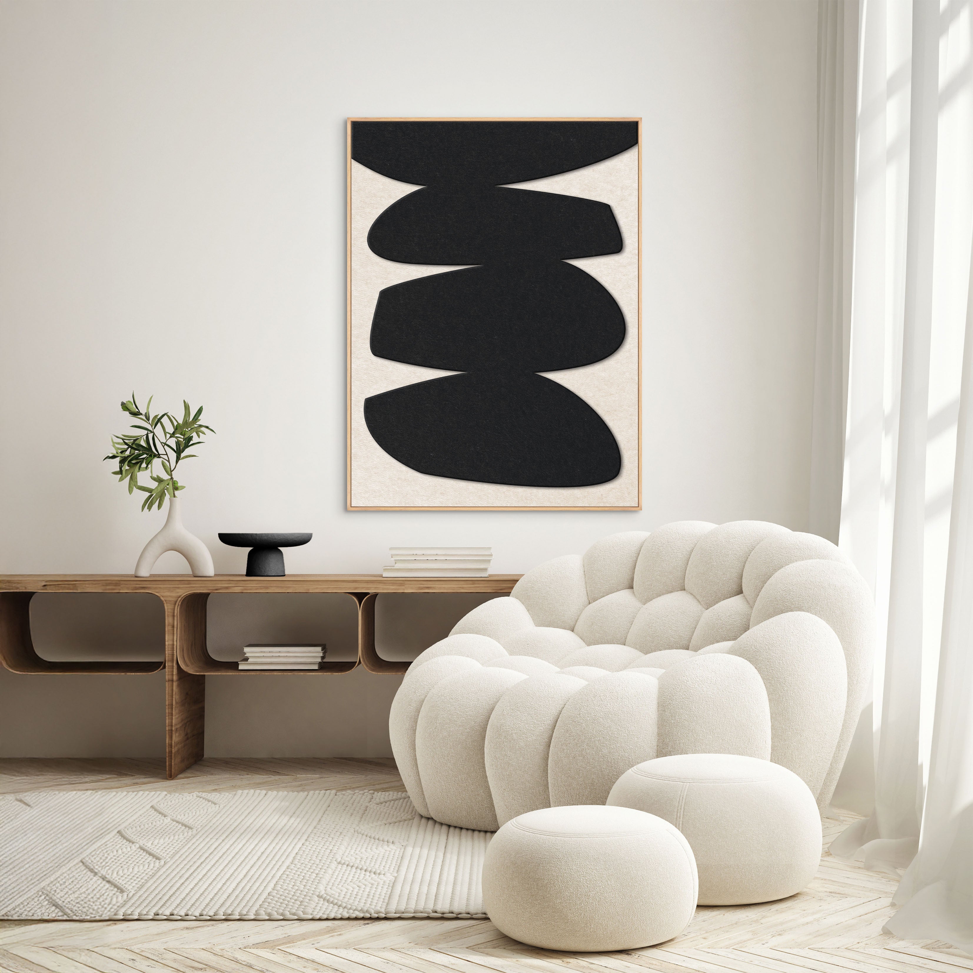 Stone Balance 1 | ACOUSTIC ART Acoustic Art ART COPENHAGEN (DA) Ege ramme // 70x100 // Sort // Off white