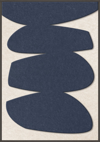Stone Balance 1 | ACOUSTIC ART Akustikbillede ART COPENHAGEN (DA) Sort ramme // 70x100 // Mørkeblå // Off white