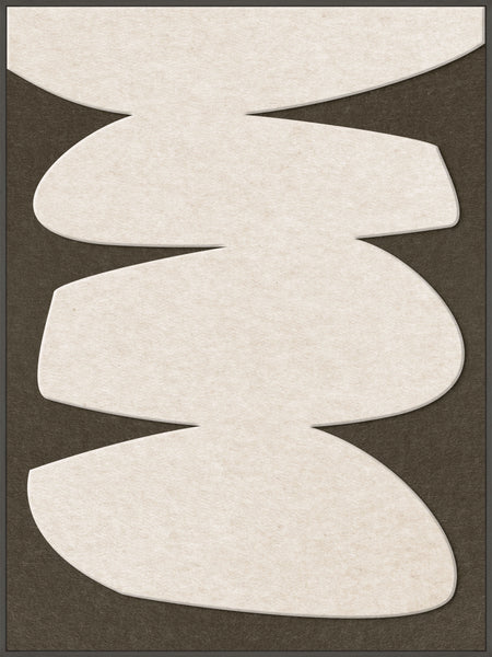 Stone Balance 1 | ACOUSTIC ART Akustikbillede ART COPENHAGEN (DA) Sort ramme // 90x120 // Off white // Brun