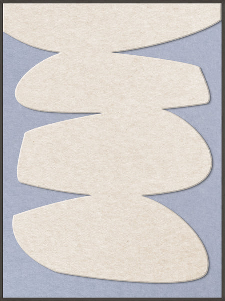 Stone Balance 1 | ACOUSTIC ART Akustikbillede ART COPENHAGEN (DA) Sort ramme // 90x120 // Off white // Lyseblå