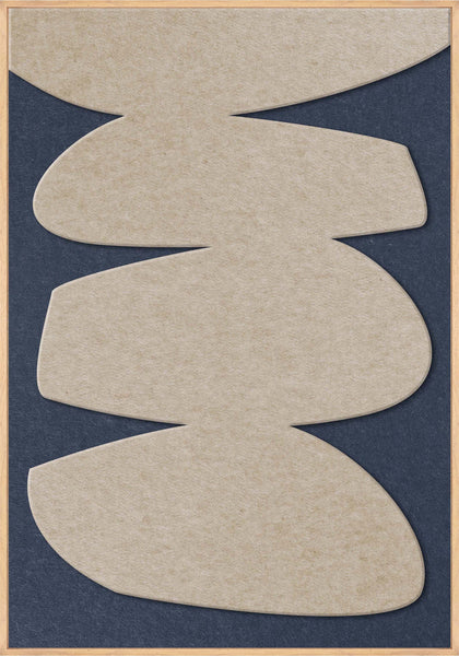 Stone Balance 1 | ACOUSTIC ART Akustikbillede ART COPENHAGEN (DA) Ege ramme // 70x100 // Sand // Mørkeblå