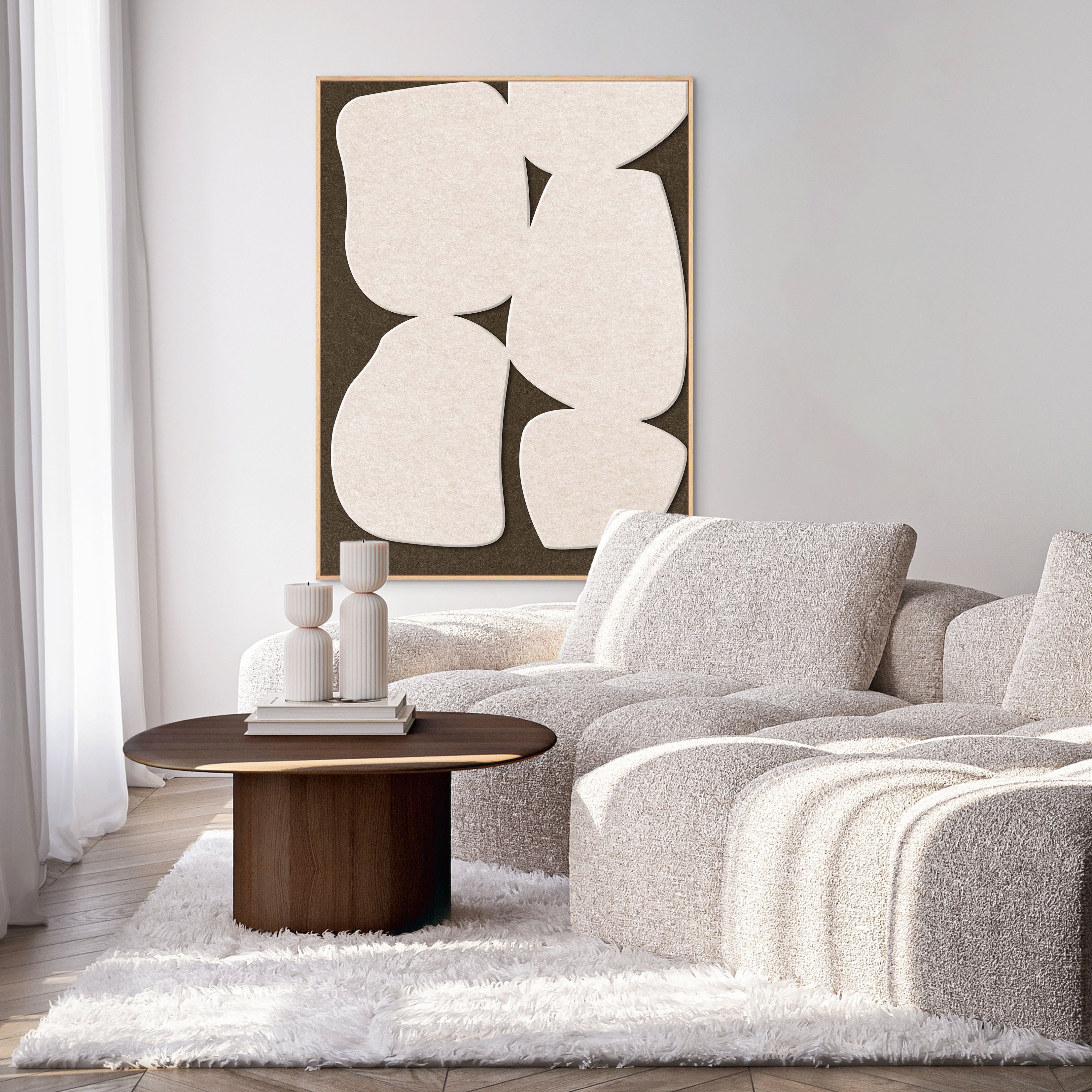 Stone Path 1 | ACOUSTIC ART Acoustic Art ART COPENHAGEN (DA) Ege ramme // 90x120 // Off white // Brun