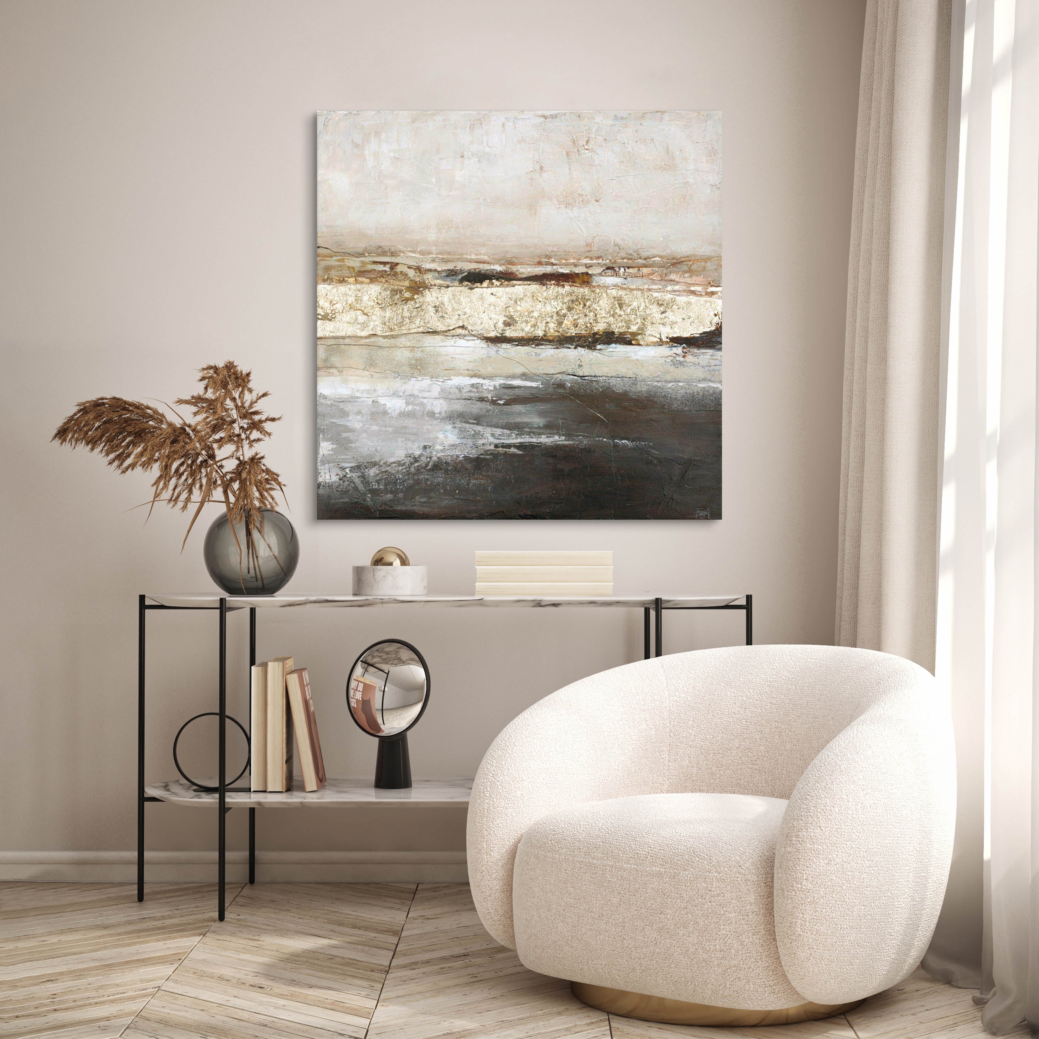 Freja / Low Limit Gold | PREMIUM MALERI Premium Maleri ART COPENHAGEN 100x100