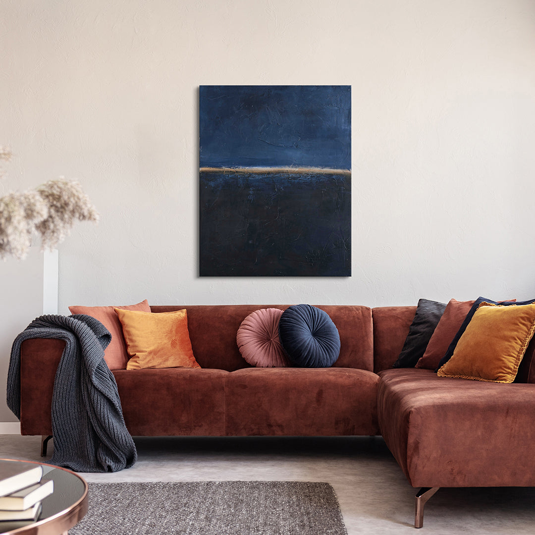 Edge Blue | DESIGN MALERI Design maleri ART COPENHAGEN 80x100 Sort ramme 