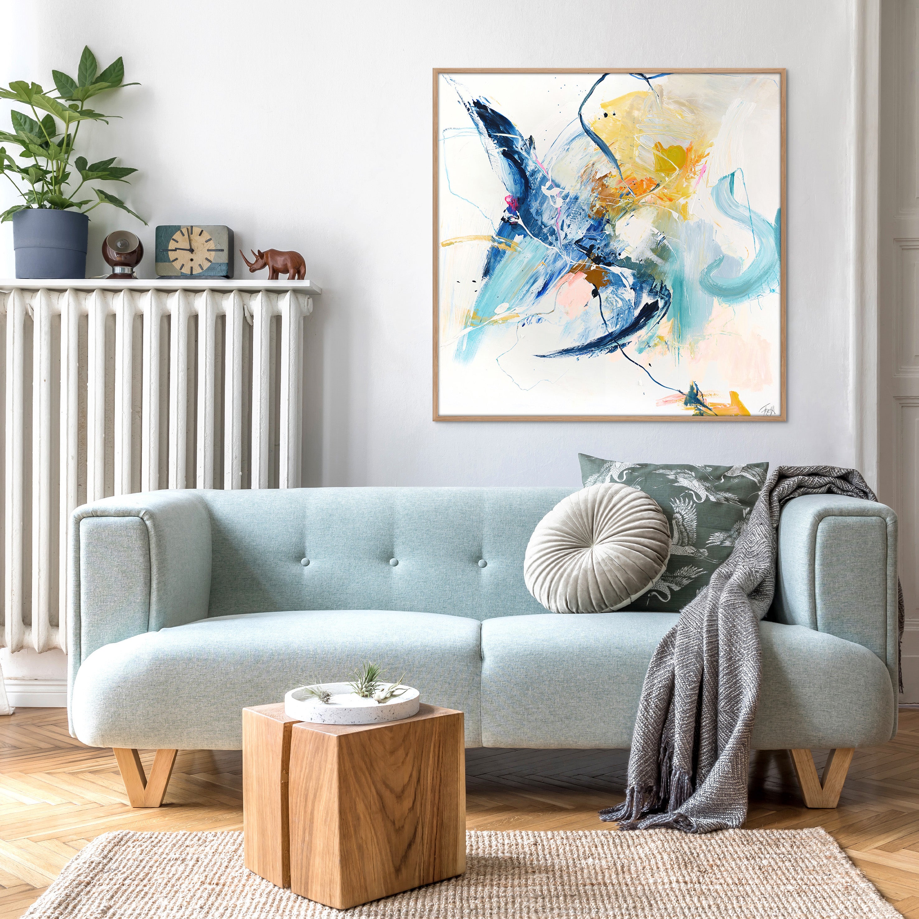 Confidential Blue | Maleri & kunsttryk Maleri & kunsttryk ART COPENHAGEN 100x100 Egeramme