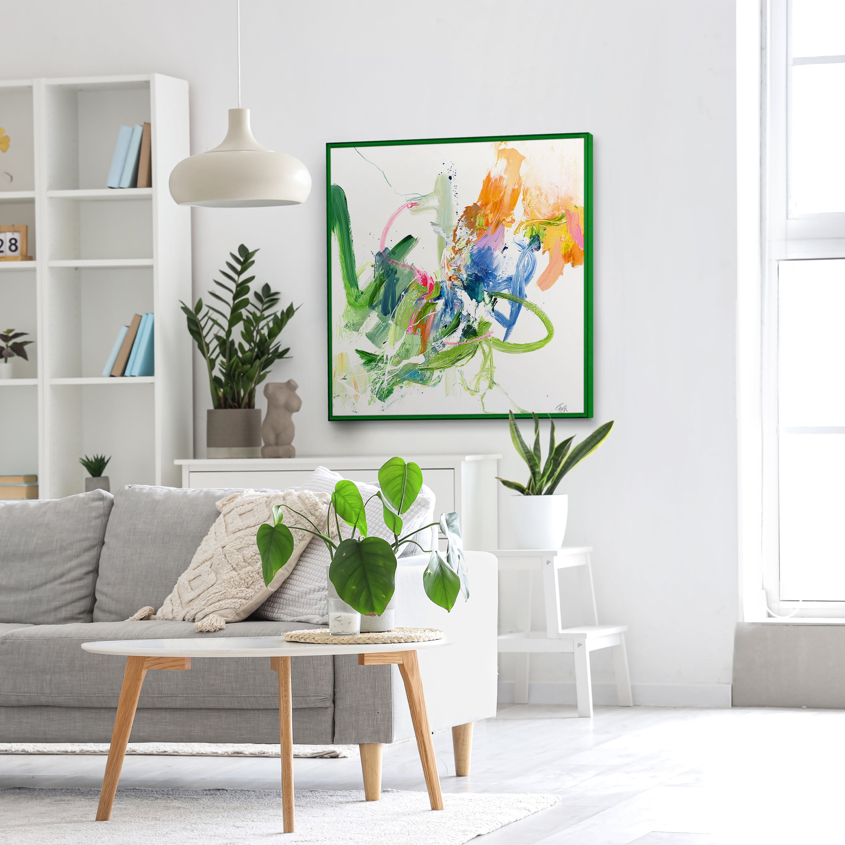 Confidential Green | Maleri & kunsttryk Maleri & kunsttryk ART COPENHAGEN 100x100 Akrylramme