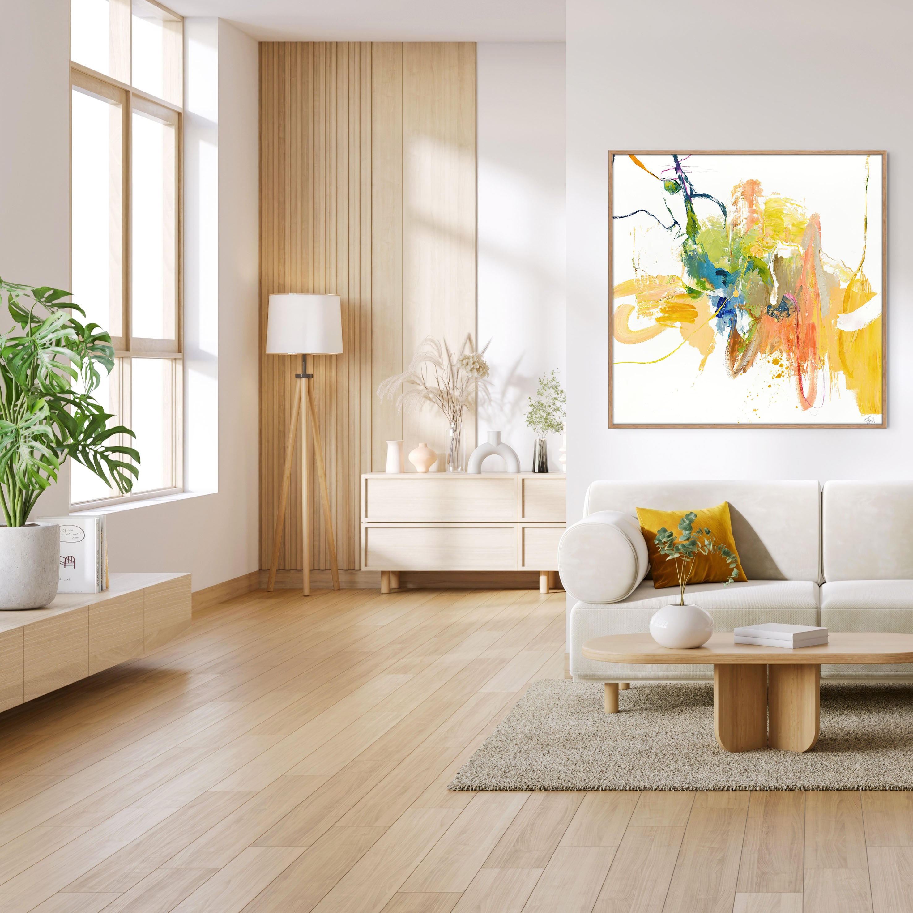 Confidential Yellow | Maleri & kunsttryk Maleri & kunsttryk ART COPENHAGEN 100x100 Egeramme