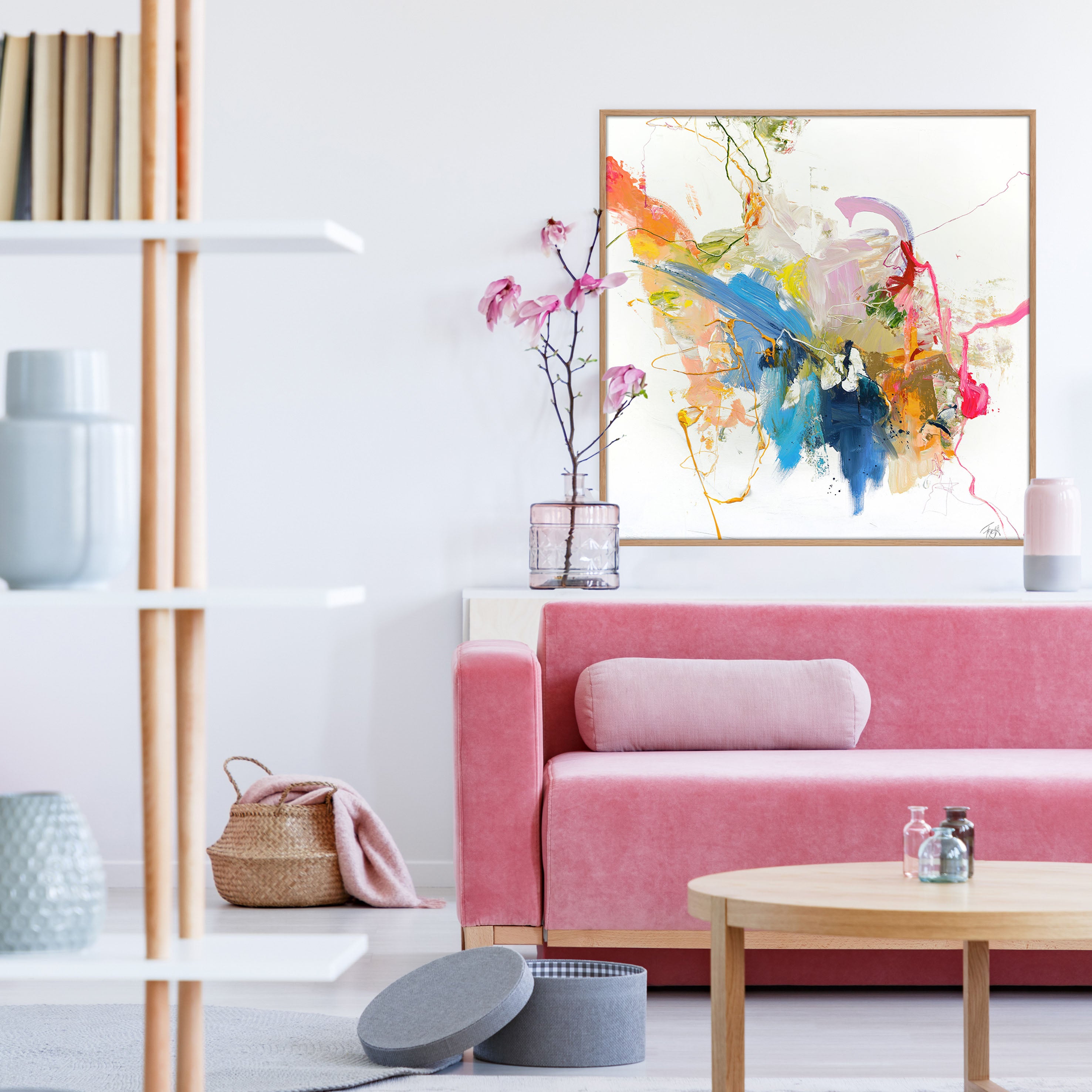 Confidential Pink | Maleri & kunsttryk Maleri & kunsttryk ART COPENHAGEN 100x100 Egeramme