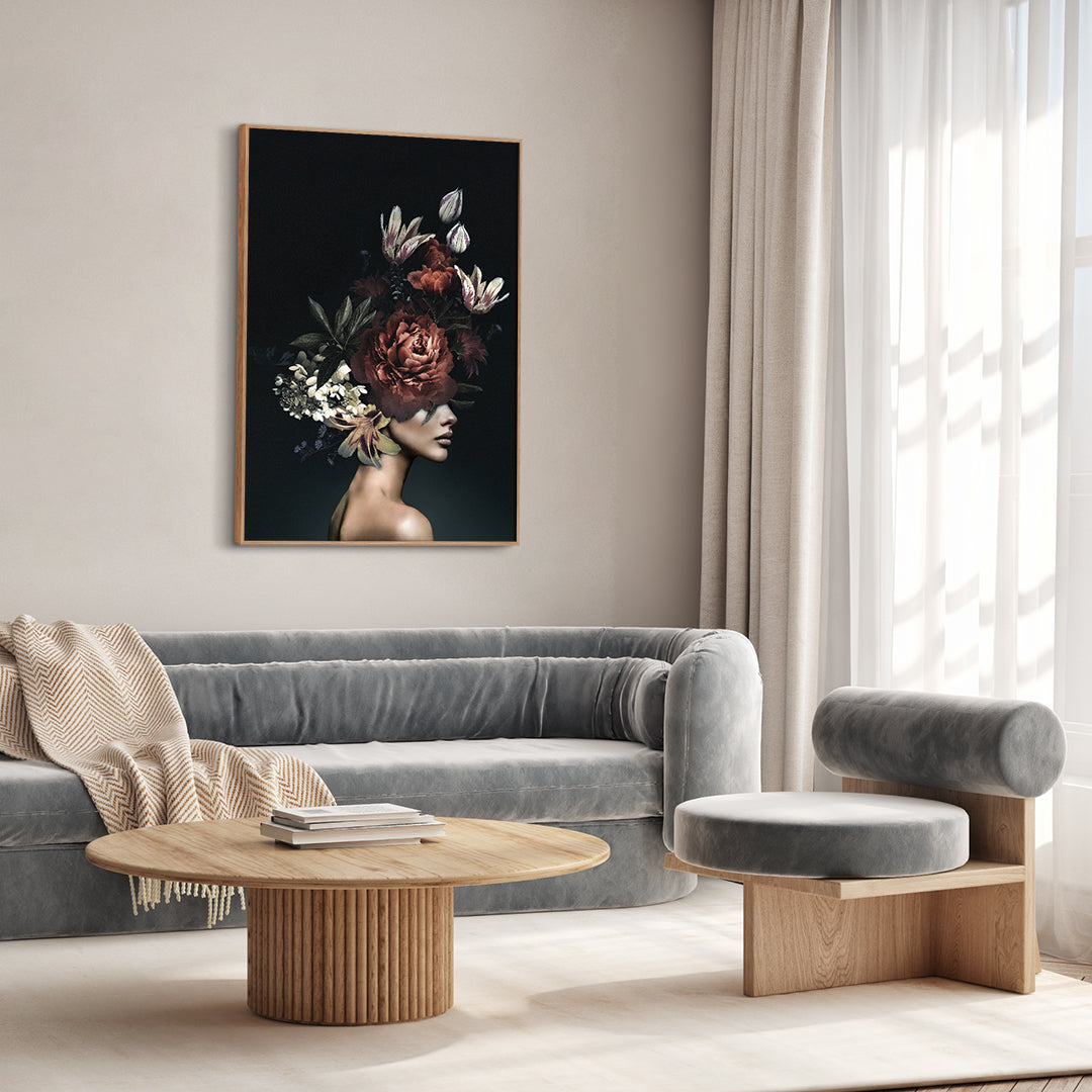 Floral Diva 2 | INDRAMMET BILLEDE Indrammet billede MF 30x40 Sort