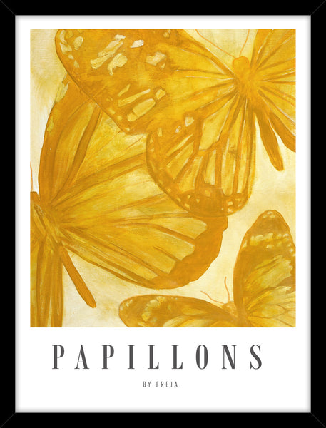 Papillions | KUNSTTRYK Kunsttryk ART COPENHAGEN 30x40 Sort ramme