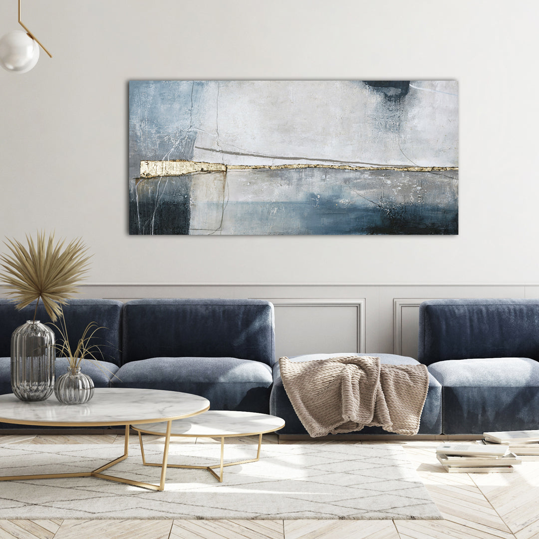 Golden Blue 3 / 140x70 cm | KAMPAGNE MALERI Kampagne Maleri ART COPENHAGEN