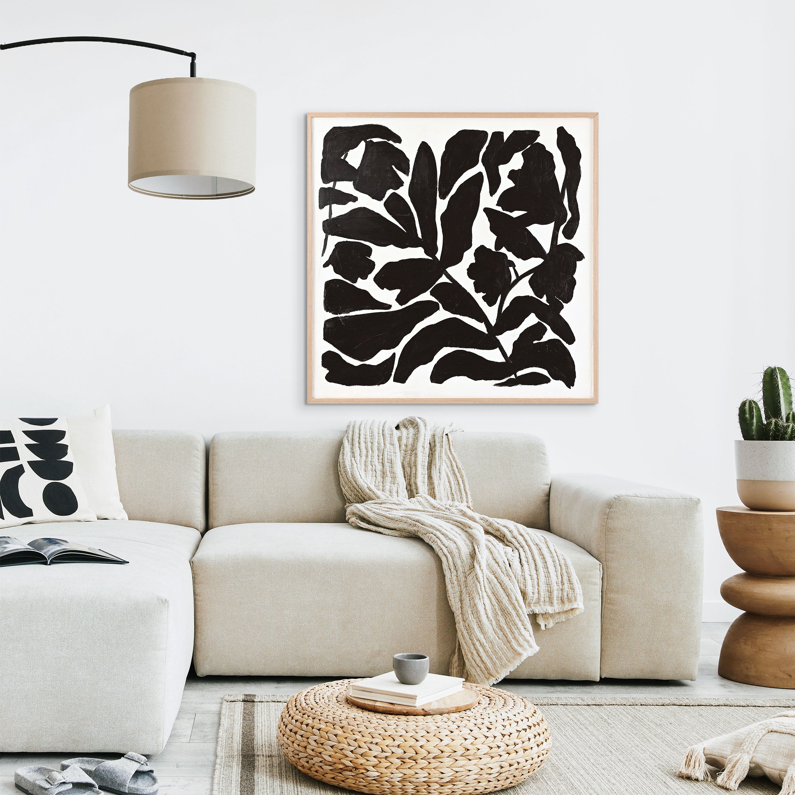 BLACK LEAF | UNIKA MALERI Unika Maleri ART COPENHAGEN 100x100cm