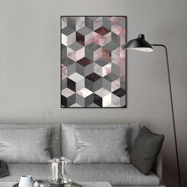 Cubes rose | INDRAMMET BILLEDE Indrammet billede MF