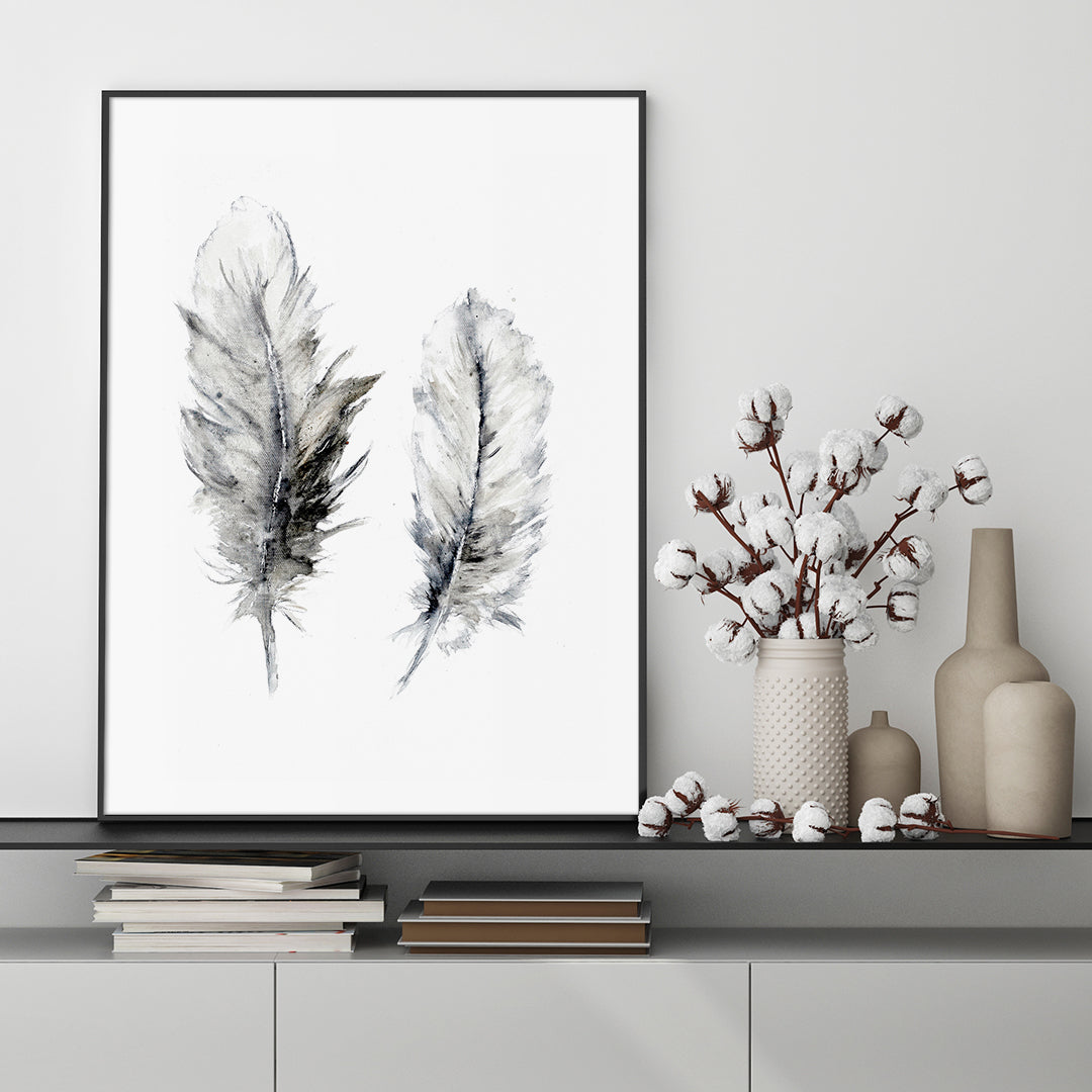 Cozy Feathers 3 | INDRAMMET BILLEDE Indrammet billede MF 30x40 Egeramme