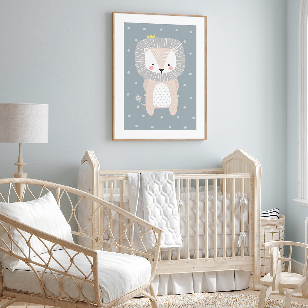 Happy Lion | INDRAMMET BILLEDE Indrammet billede MF 30x40 Egeramme