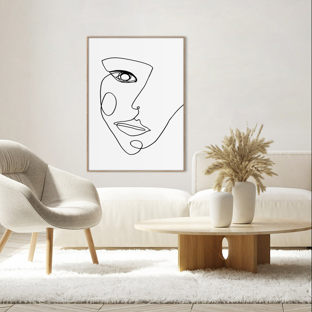 Face Line 2 | INDRAMMET BILLEDE Indrammet billede MF 30x40 Sort