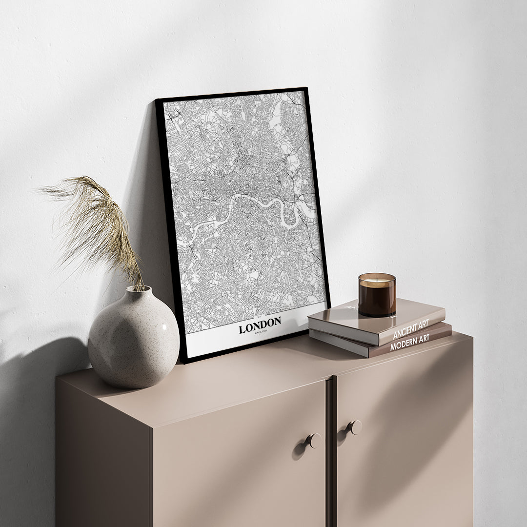 Map London | INDRAMMET BILLEDE Indrammet billede MF 30x40 Sort