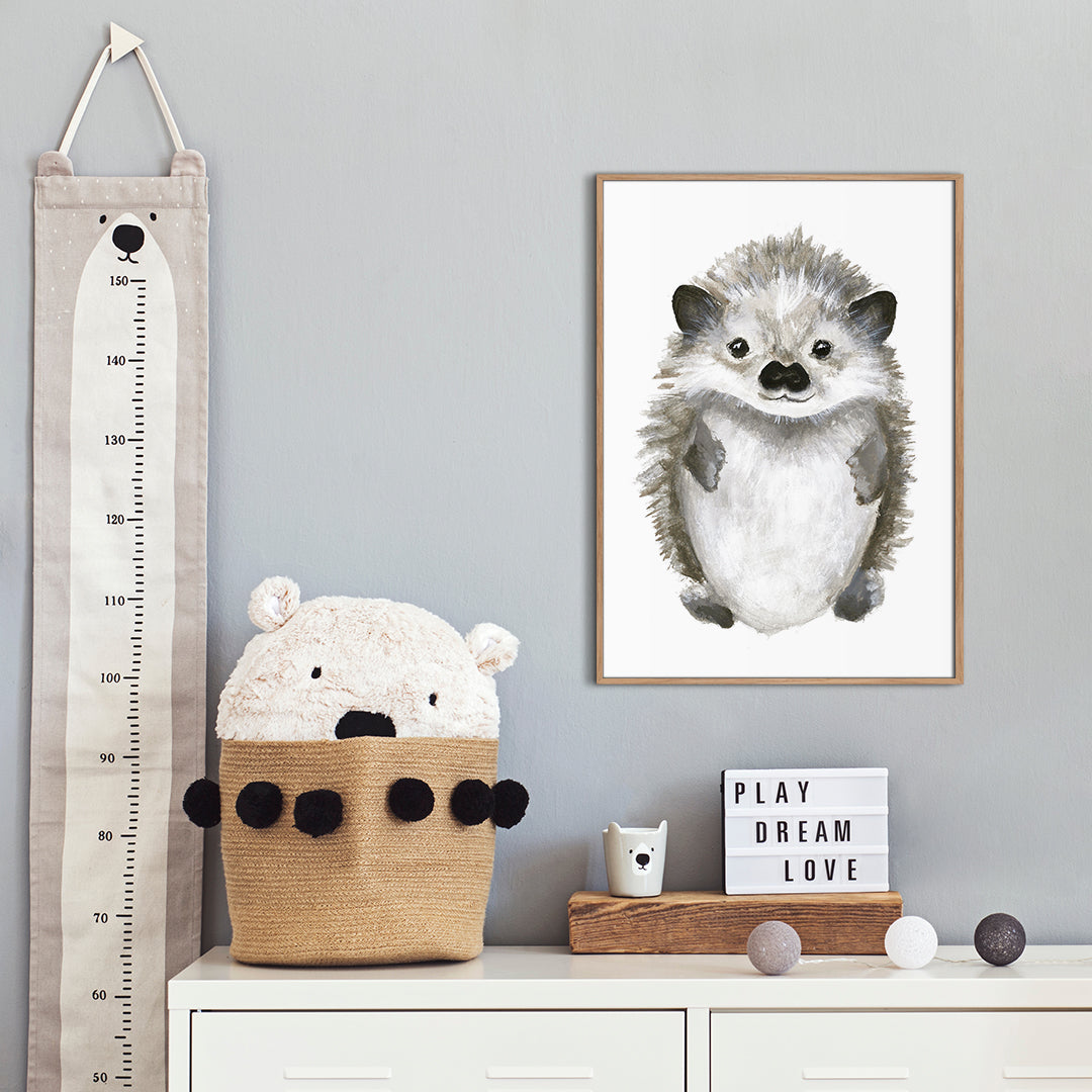Little hedgehog | INDRAMMET BILLEDE Indrammet billede MF 30x40 Egeramme