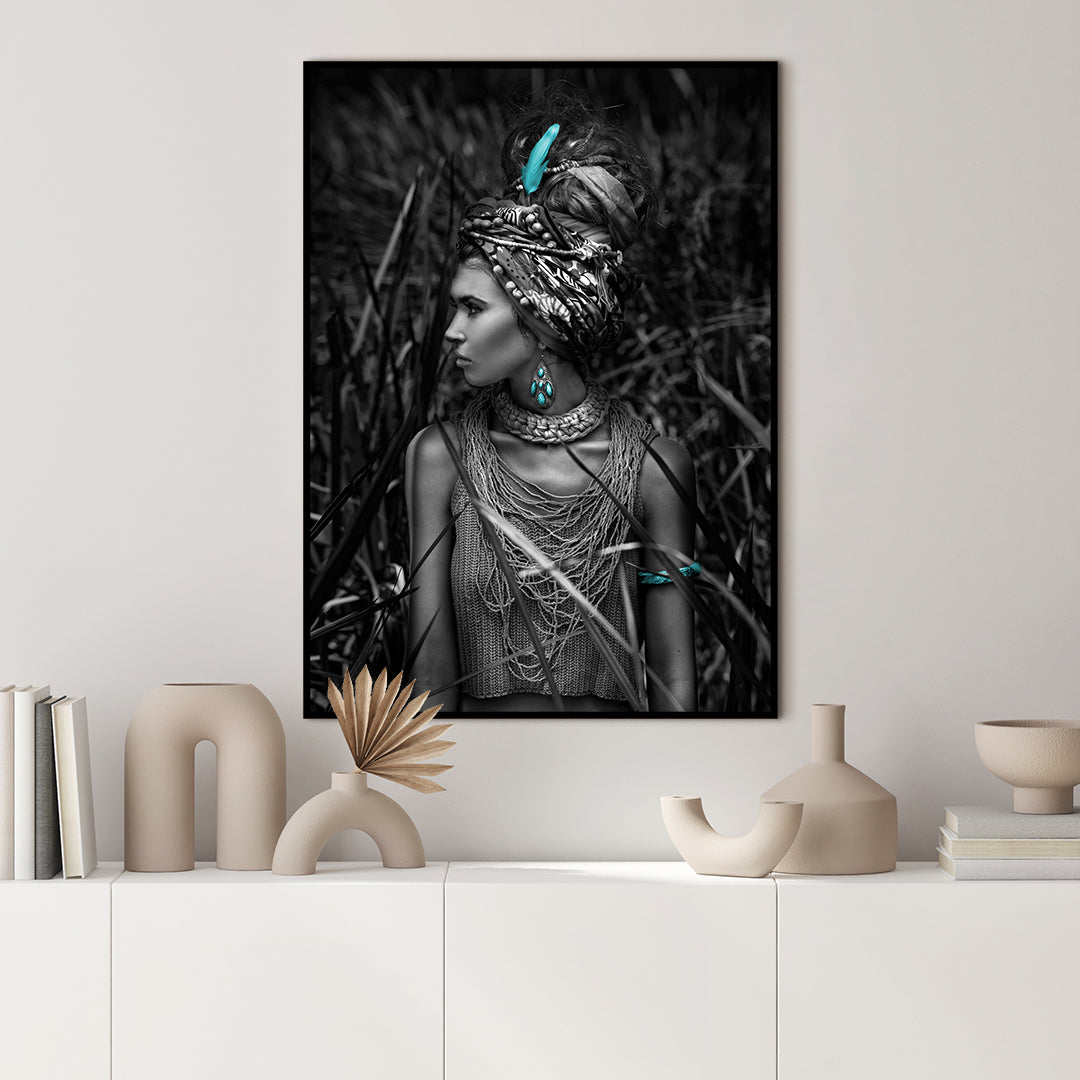 In the Bush blue | INDRAMMET BILLEDE Indrammet billede MF 30x40 Sort