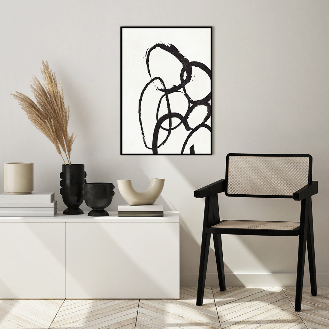 Linked 3 | INDRAMMET BILLEDE Indrammet billede MF 30x40 Sort