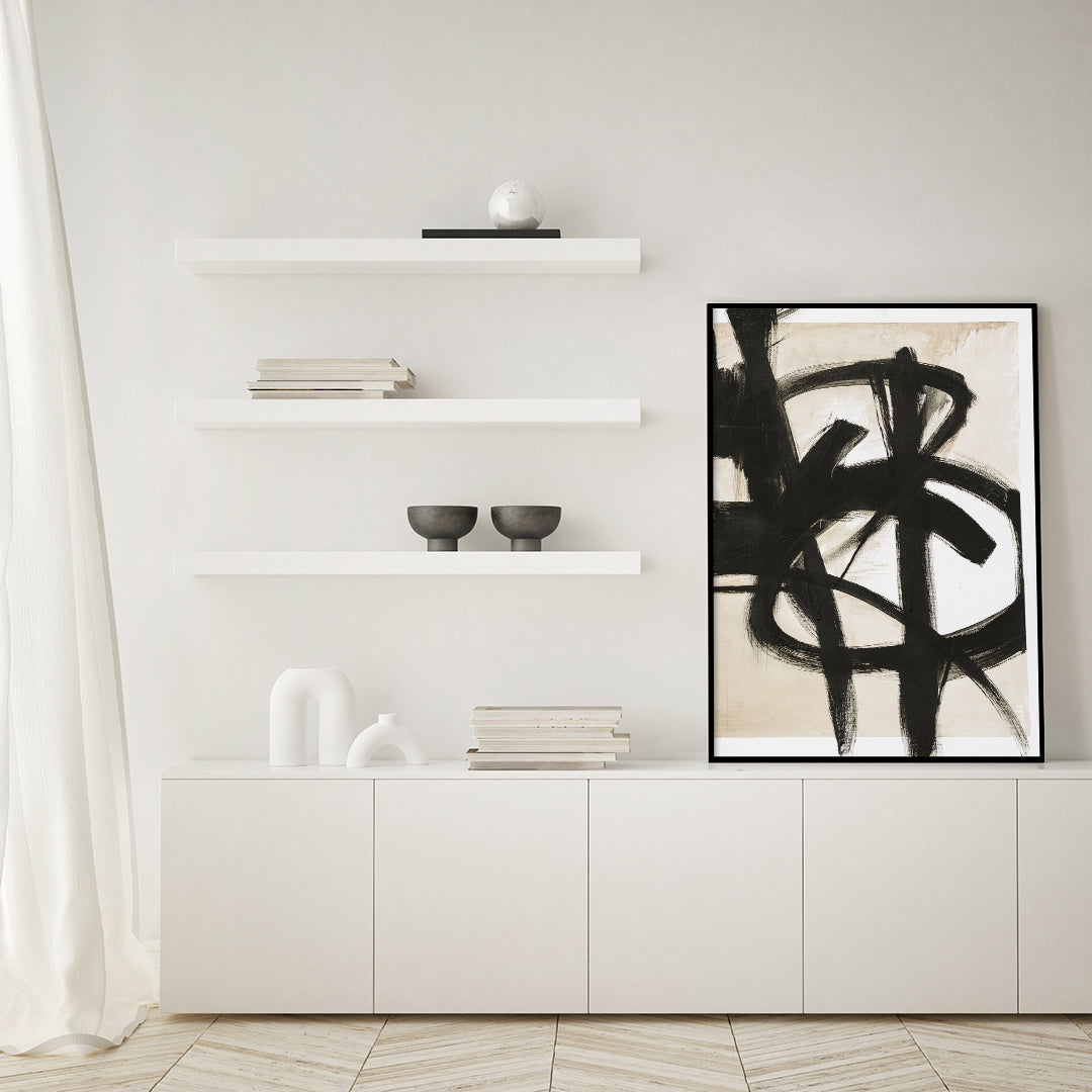 Graphical shapes 7 | INDRAMMET BILLEDE Indrammet billede MF 30x40 Sort
