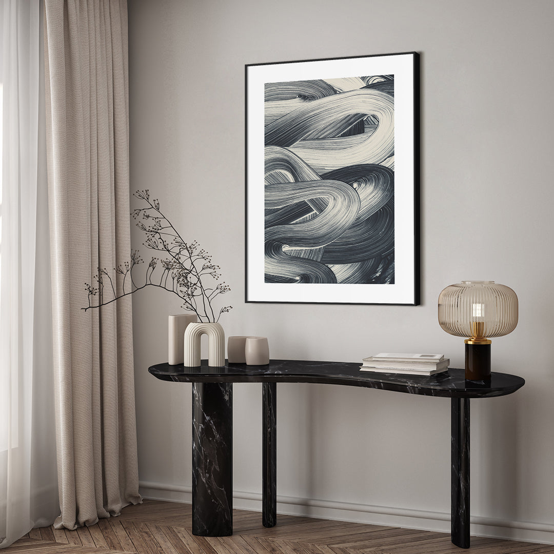 Brushed 6 | INDRAMMET BILLEDE Indrammet billede MF 30x40 Sort