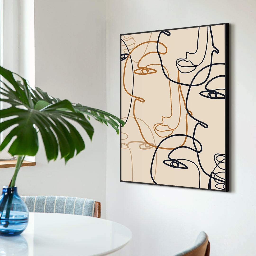Abstract Lines 1 | INDRAMMET BILLEDE Indrammet billede MF 30x40 Sort