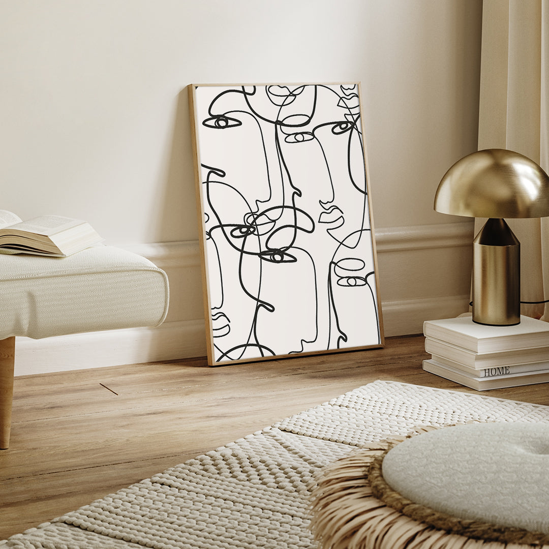 Abstract Lines 4 | INDRAMMET BILLEDE Indrammet billede MF 30x40 Sort